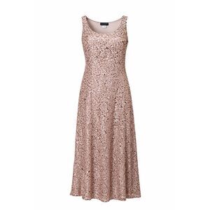 Alex Evenings Rose Gold Sequin Maxi Dress Size 12 Sleeveless Formal Cocktail